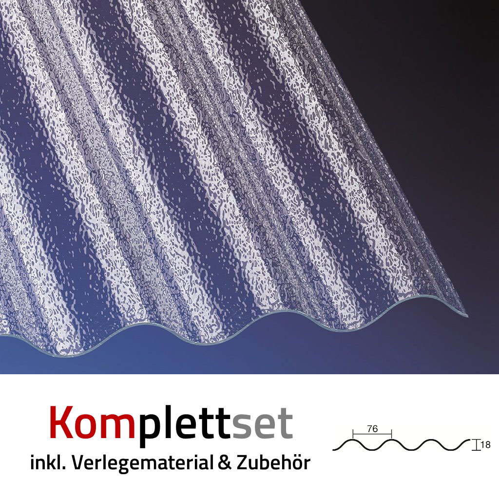 Komplettset Acrylglas Sinus 76/18 3mm C-Struktur Farblos blendfrei