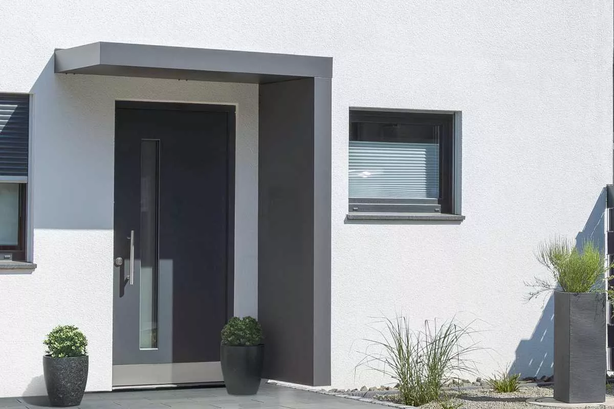 Hamburg Extra 160 anthrazit Rechteckvordach BS Plus mit Seitenteil rechts ohne Bewegungsmelder