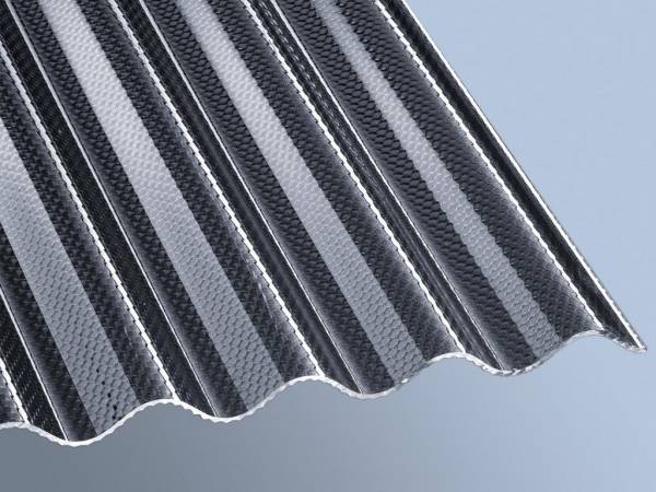 Wellplatte Polycarbonat Graphit Wabe 2,6 - 2,8mm stark Sinus 76/18 Hagelsicher