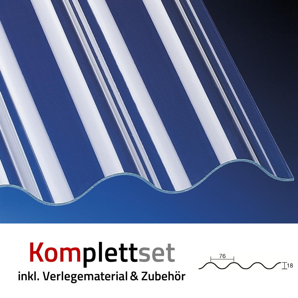 Komplettset Acrylglas Sinus 76/18 3mm Farblos Glatt