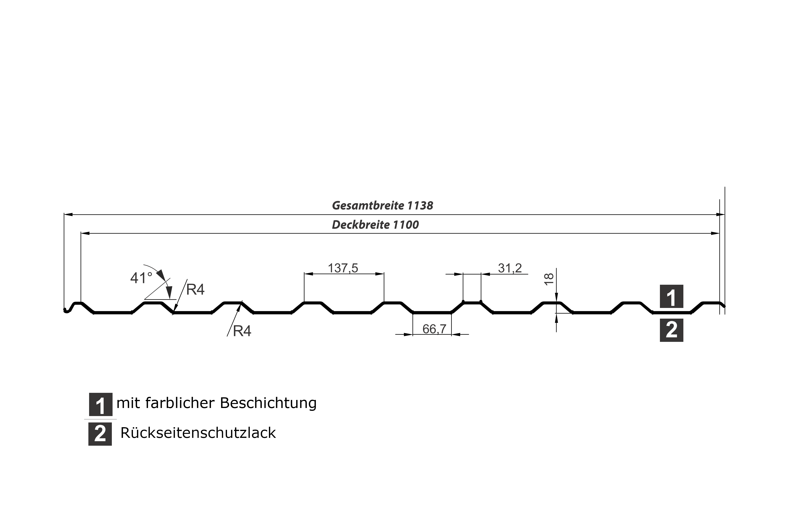 Trapezblech T20M/1100 - Dach - Verschiedene Farben