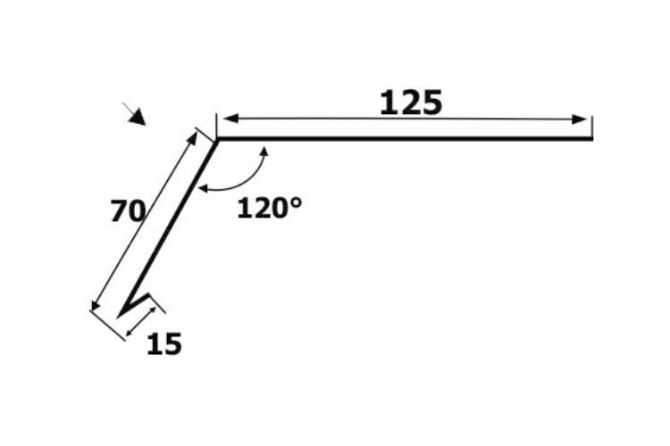 Oberes Traufblech 70 x 125 mm – Länge 2m – 25 µm