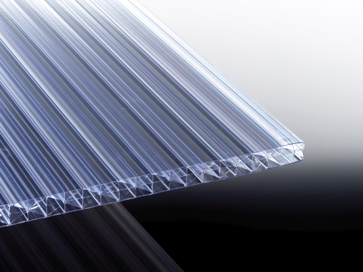 Thermo Stegplatte aus Polycarbonat klar 25mm X-Struktur für Wintergärten