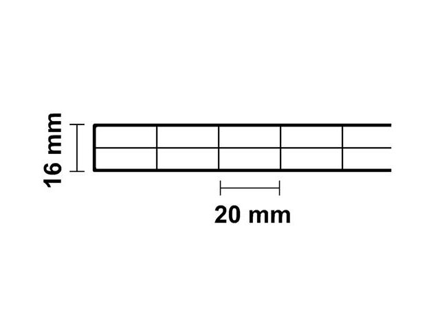 Stegplatte aus Polycarbonat, 16mm stark, klar, Steg 3 Fach, 16/20/3 Details