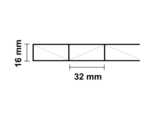 Stegplatte aus Polycarbonat, 16mm stark, klar, Steg 2 Fach, 16/32/W Premium Longlife Qualität Details