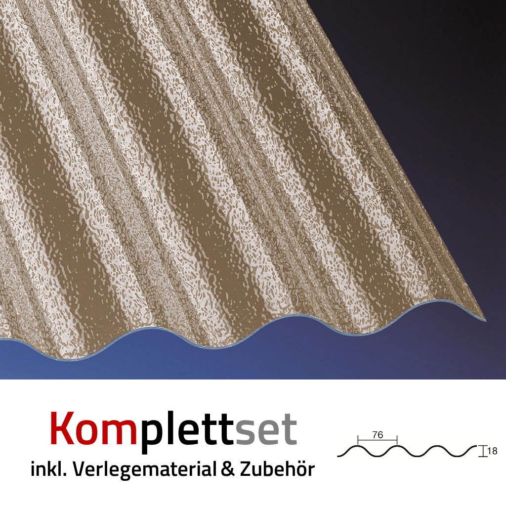 Komplettset Acrylglas Sinus 76/18 3mm C-Struktur Bronze blendfrei