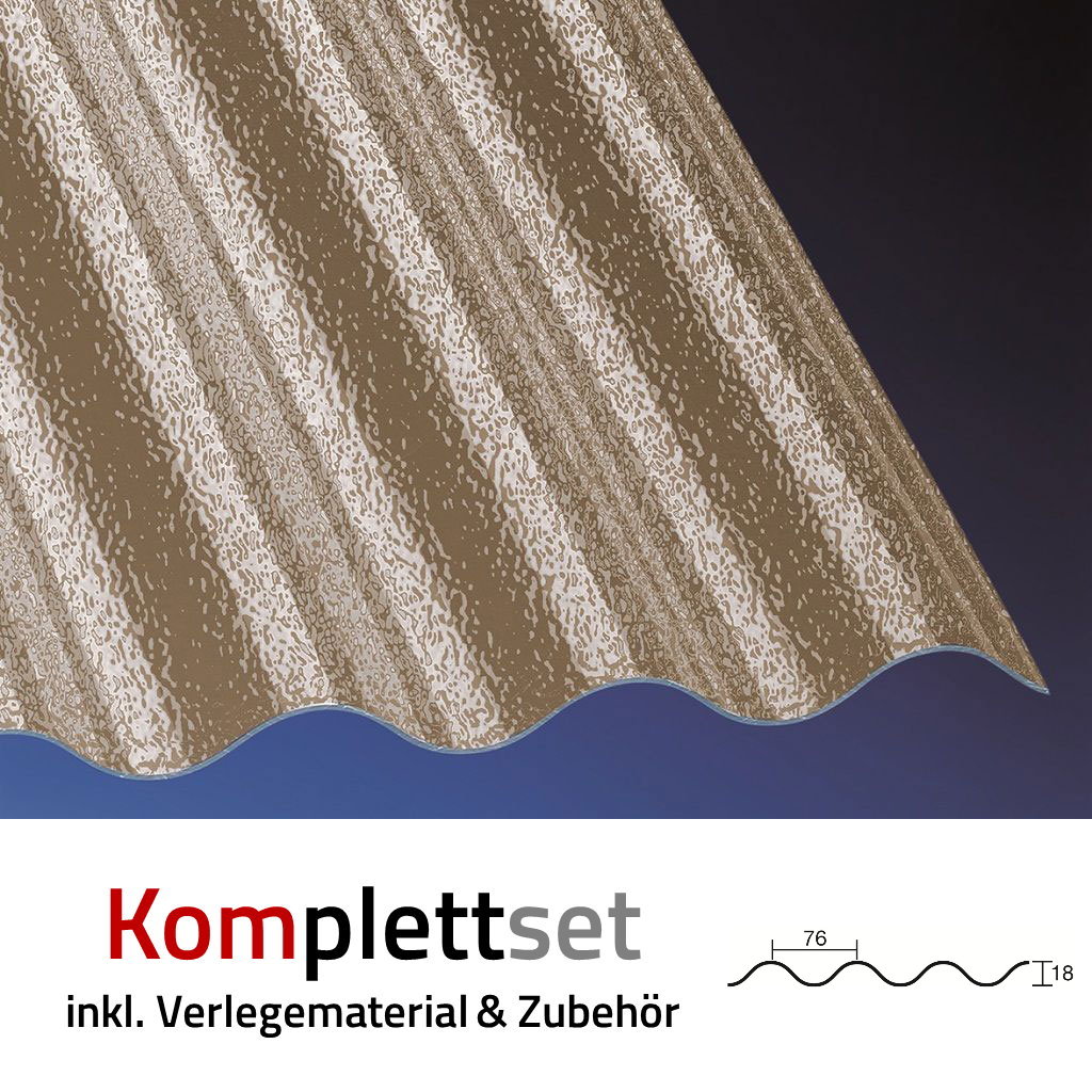 Komplettset Acrylglas Sinus 76/18 3mm C-Struktur Bronze blendfrei