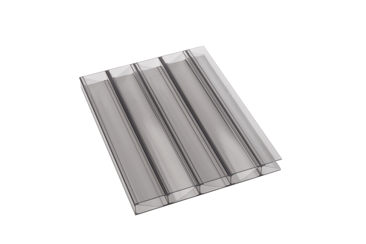 Longlife-Graphit Stegplatte aus Polycarbonat, 16mm stark, graphit, Steg 2 Fach, 16/32/W Premium Longlife Qualität