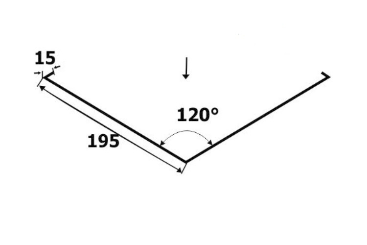 Kehlrinne 195 x 195 mm – Länge 2 m – 25 µm Polyester