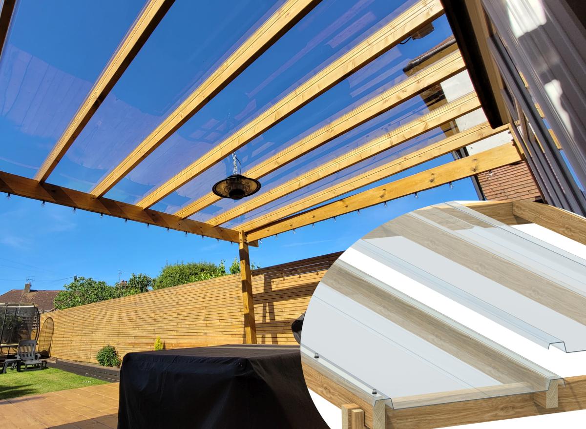 EZ_Glaze_Clear_Pergola_UK_52 Sunnylux EZ-Glaze glasartiges Aussehen aus Polycarbonat Wellplatte