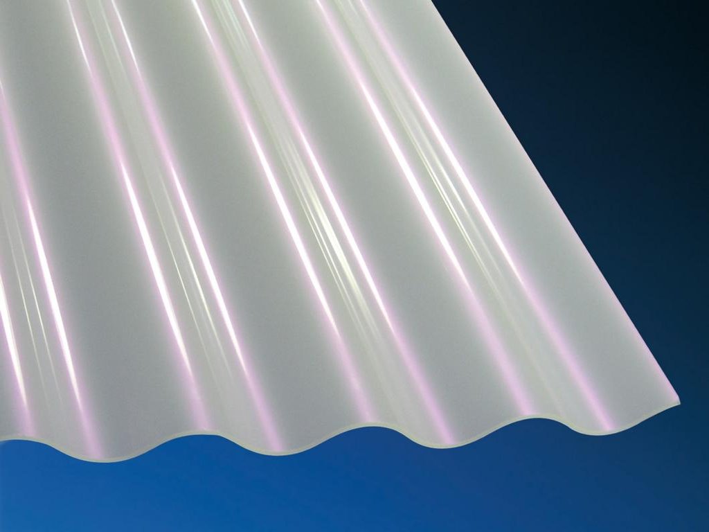 Highlux® Acrylglas-Profilplatte (Plexiglas®-Rohmasse), 3mm Stark, 76/18, Sunstop, weiß Opal, glatt, Sinuswelle