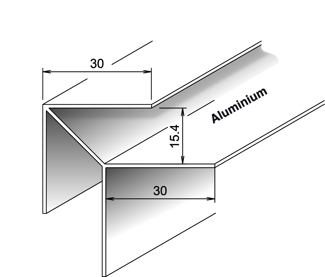 Außeneckprofil Aluminium für Kömapan® Nut- und Federprofile